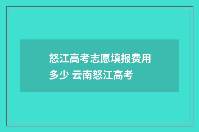 怒江高考志愿填报费用多少 云南怒江高考