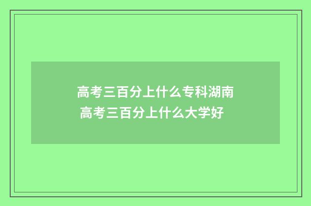 高考三百分上什么专科湖南 高考三百分上什么大学好