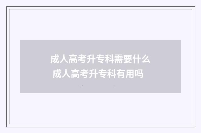 成人高考升专科需要什么 成人高考升专科有用吗