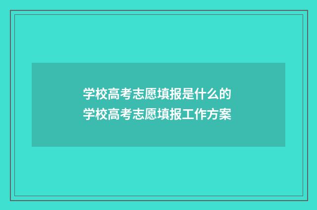 学校高考志愿填报是什么的 学校高考志愿填报工作方案