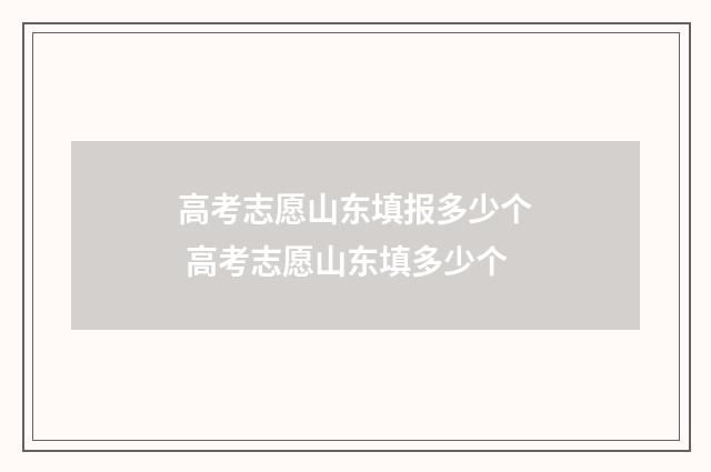 高考志愿山东填报多少个 高考志愿山东填多少个
