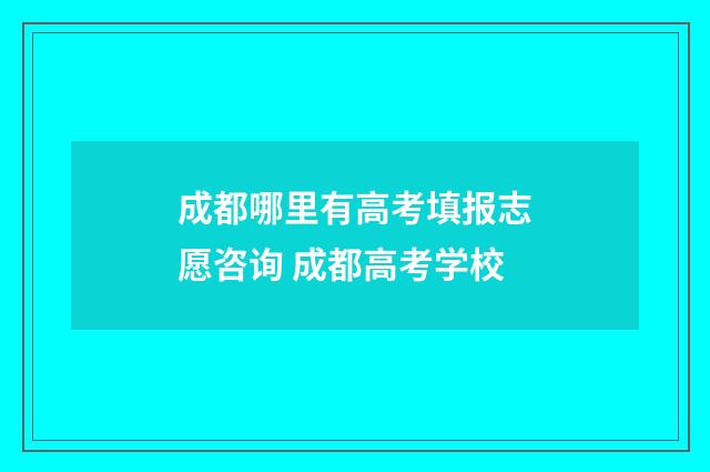成都哪里有高考填报志愿咨询 成都高考学校