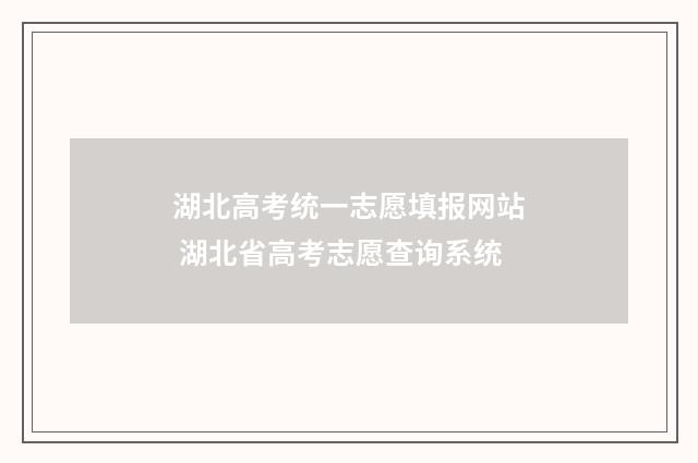 湖北高考统一志愿填报网站 湖北省高考志愿查询系统