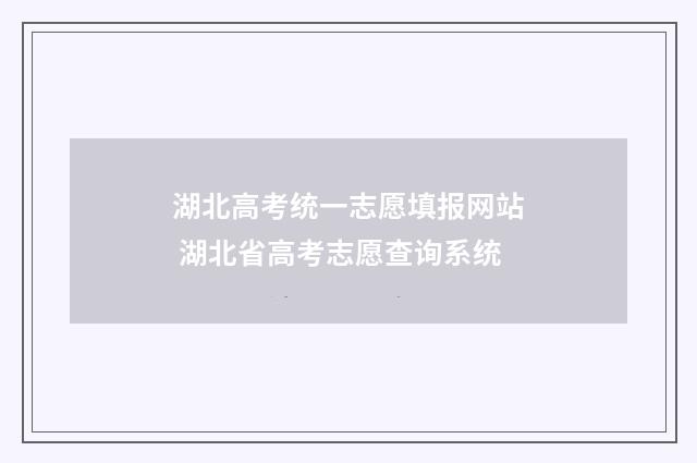 湖北高考统一志愿填报网站 湖北省高考志愿查询系统