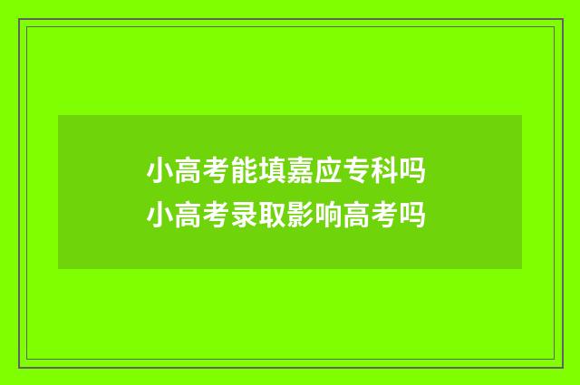 小高考能填嘉应专科吗 小高考录取影响高考吗