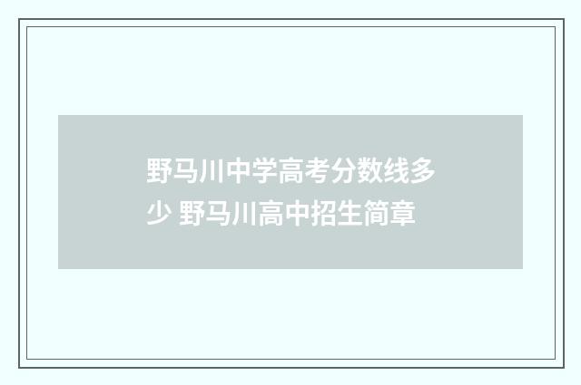 野马川中学高考分数线多少 野马川高中招生简章