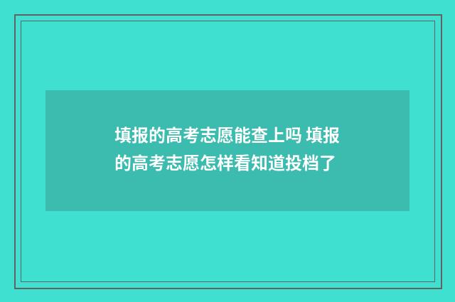 填报的高考志愿能查上吗 填报的高考志愿怎样看知道投档了