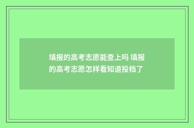 填报的高考志愿能查上吗 填报的高考志愿怎样看知道投档了
