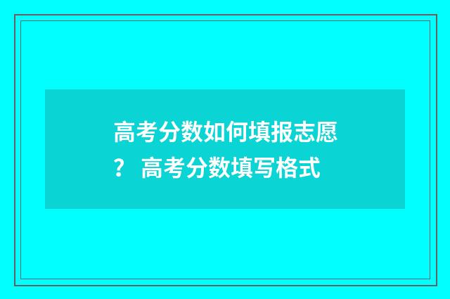 高考分数如何填报志愿? 高考分数填写格式