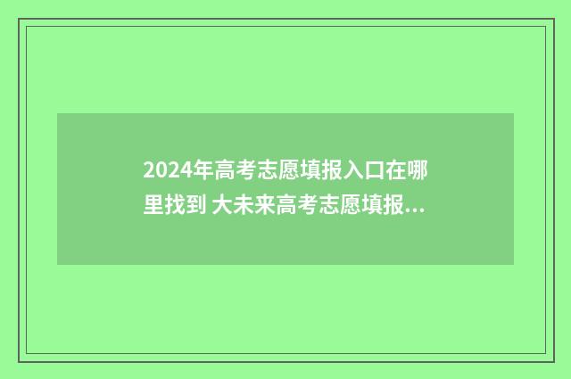 2024年高考志愿填报入口在哪里找到 大未来高考志愿填报官网