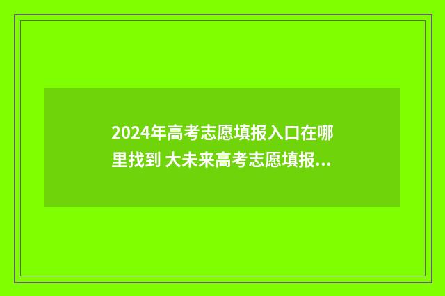 2024年高考志愿填报入口在哪里找到 大未来高考志愿填报官网
