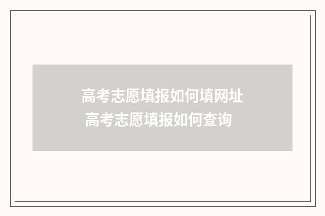 高考志愿填报如何填网址 高考志愿填报如何查询
