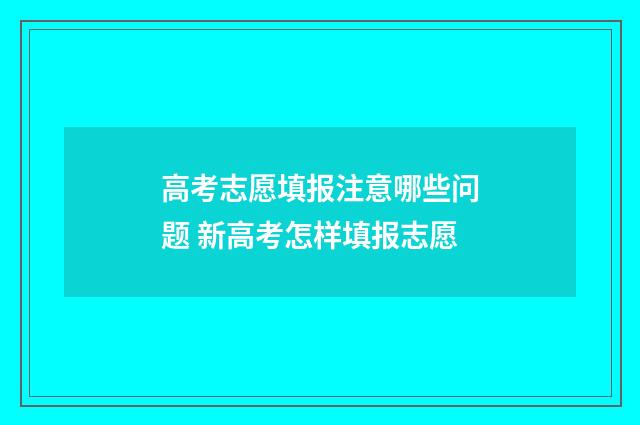高考志愿填报注意哪些问题 新高考怎样填报志愿