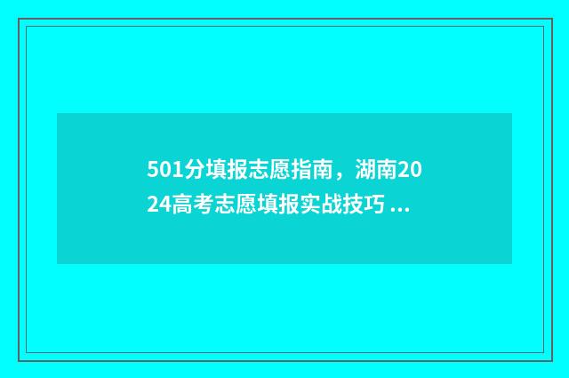 501分填报志愿指南，湖南2024高考志愿填报实战技巧 高考志愿530至520学校