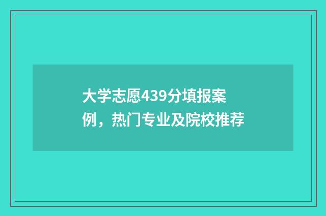 大学志愿439分填报案例,热门专业及院校推荐