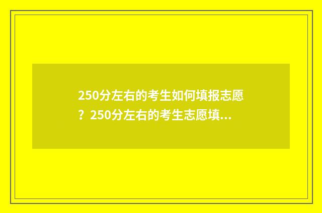 250分左右的考生如何填报志愿？250分左右的考生志愿填报指南 250分报考什么大学