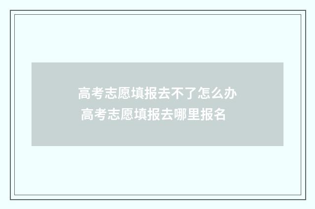 高考志愿填报去不了怎么办 高考志愿填报去哪里报名