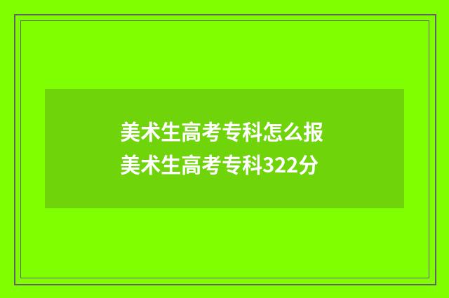 美术生高考专科怎么报 美术生高考专科322分