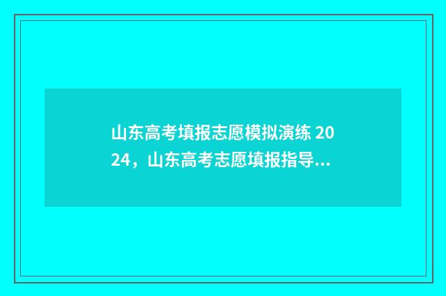 山东高考填报志愿模拟演练 2024,山东高考志愿填报指导 山东高考填报志愿指南