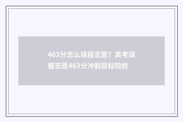 463分怎么填报志愿？高考填报志愿463分冲刺目标院校