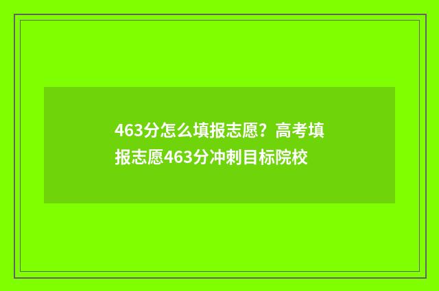 463分怎么填报志愿？高考填报志愿463分冲刺目标院校