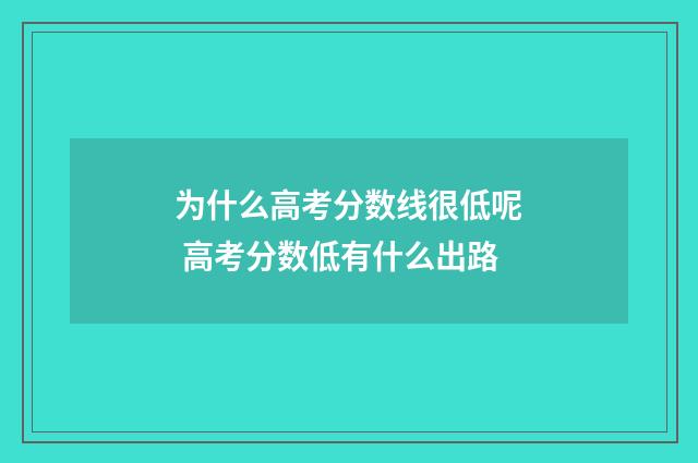 为什么高考分数线很低呢 高考分数低有什么出路