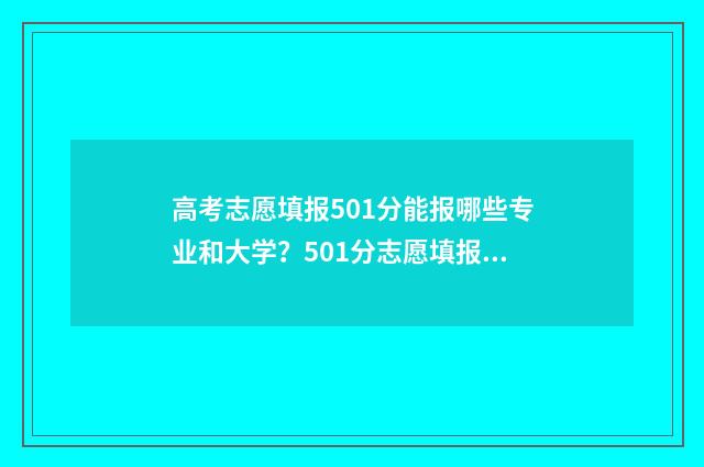 高考志愿填报501分能报哪些专业和大学？501分志愿填报指南 高考志愿填报50个志愿