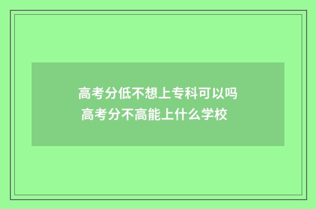 高考分低不想上专科可以吗 高考分不高能上什么学校