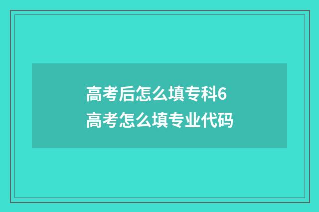 高考后怎么填专科6 高考怎么填专业代码