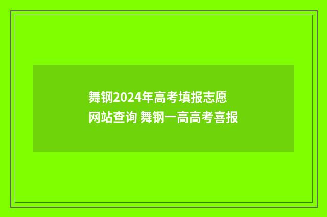 舞钢2024年高考填报志愿网站查询 舞钢一高高考喜报