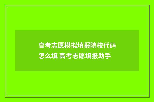 高考志愿模拟填报院校代码怎么填 高考志愿填报助手