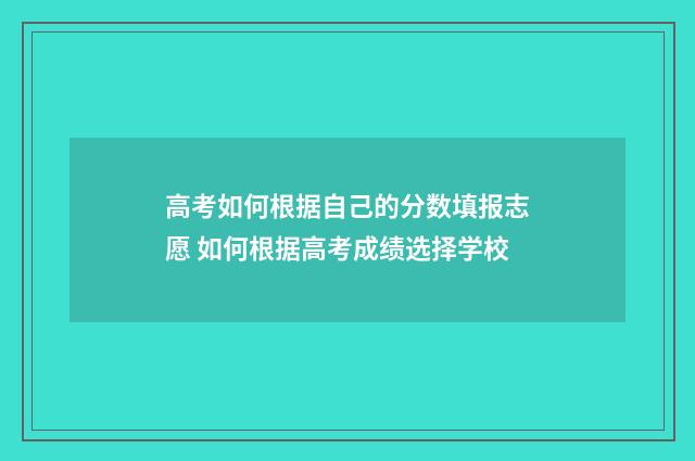 高考如何根据自己的分数填报志愿 如何根据高考成绩选择学校
