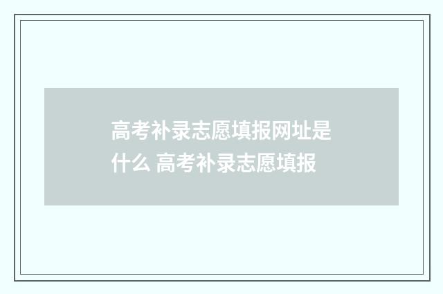 高考补录志愿填报网址是什么 高考补录志愿填报