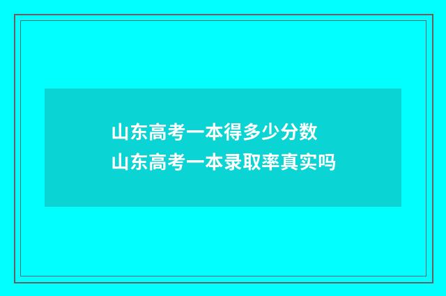 山东高考一本得多少分数 山东高考一本录取率真实吗