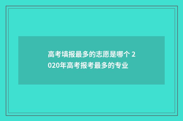 高考填报最多的志愿是哪个 2020年高考报考最多的专业