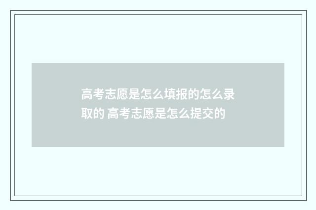 高考志愿是怎么填报的怎么录取的 高考志愿是怎么提交的
