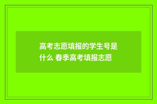高考志愿填报的学生号是什么 春季高考填报志愿