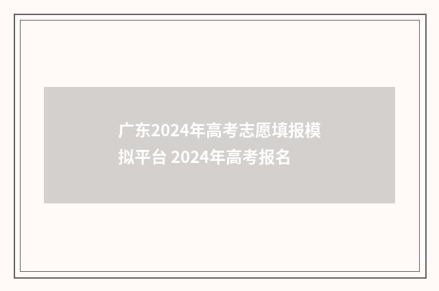 广东2024年高考志愿填报模拟平台 2024年高考报名