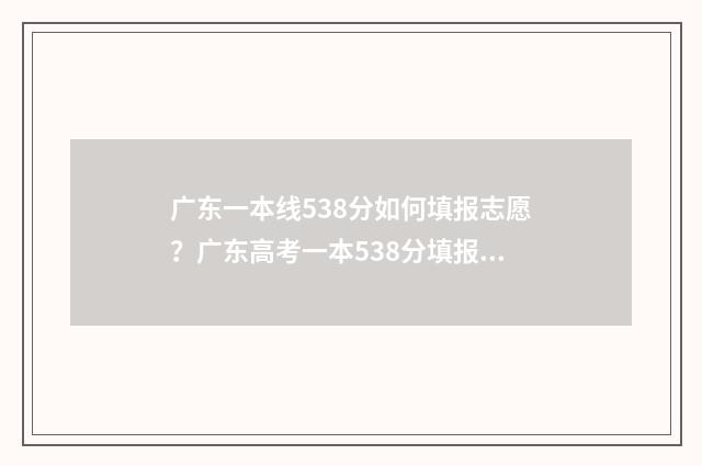 广东一本线538分如何填报志愿？广东高考一本538分填报志愿指南 广东一本线538分是多少