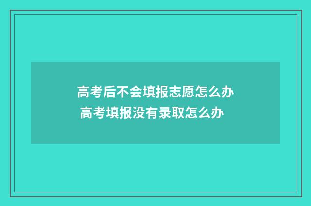高考后不会填报志愿怎么办 高考填报没有录取怎么办