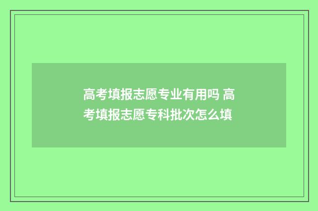 高考填报志愿专业有用吗 高考填报志愿专科批次怎么填
