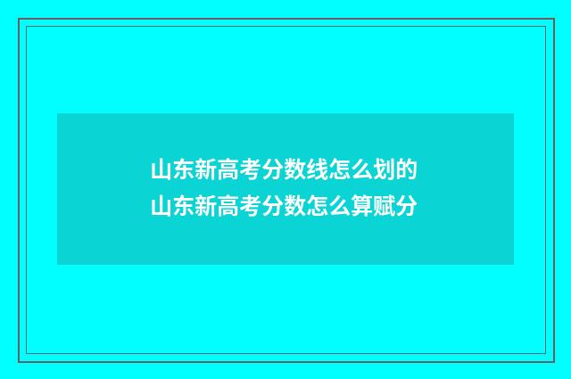 山东新高考分数线怎么划的 山东新高考分数怎么算赋分