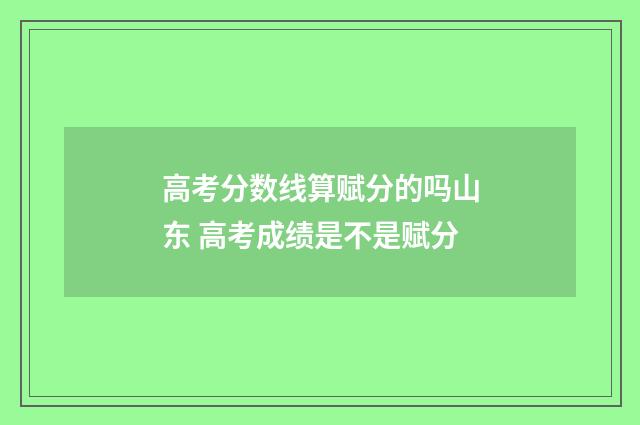 高考分数线算赋分的吗山东 高考成绩是不是赋分