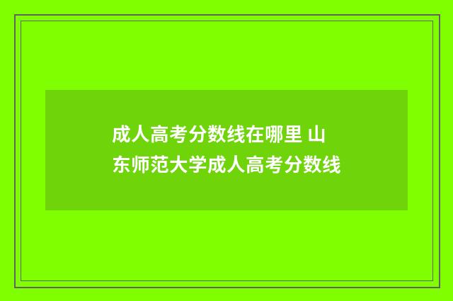 成人高考分数线在哪里 山东师范大学成人高考分数线