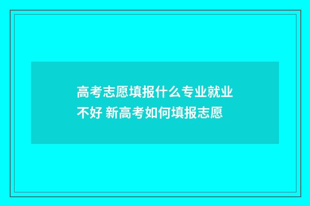 高考志愿填报什么专业就业不好 新高考如何填报志愿
