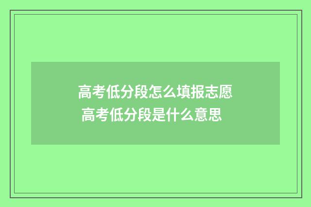 高考低分段怎么填报志愿 高考低分段是什么意思
