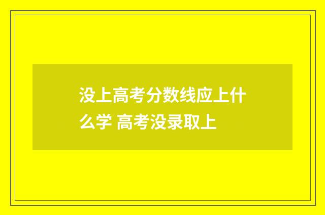 没上高考分数线应上什么学 高考没录取上