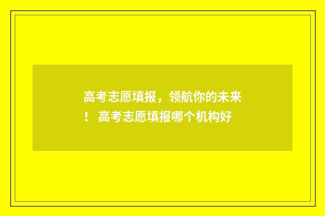 高考志愿填报,领航你的未来! 高考志愿填报哪个机构好