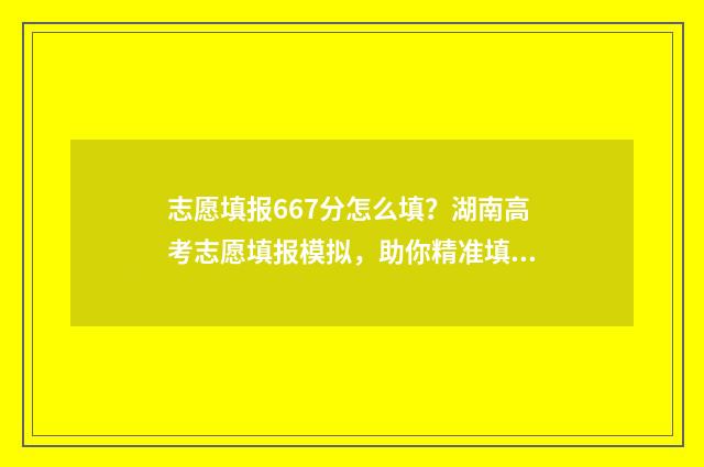 志愿填报667分怎么填?湖南高考志愿填报模拟,助你精准填报!