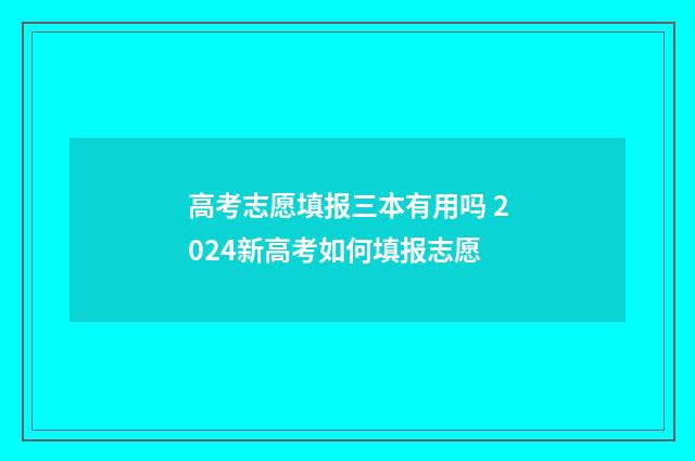 高考志愿填报三本有用吗 2024新高考如何填报志愿